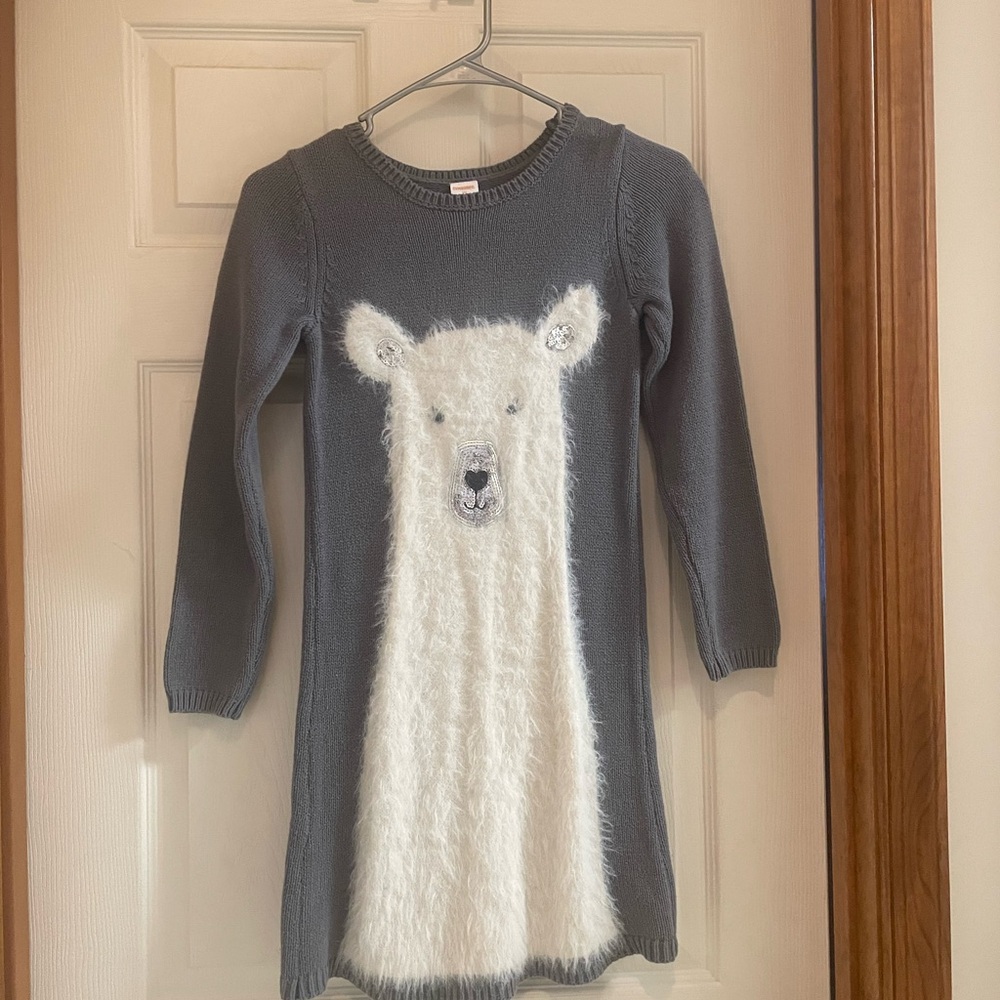 Girls Gymboree Grey & White Polar Bear Long Knit Sweater Dress - Picture 8 of 12